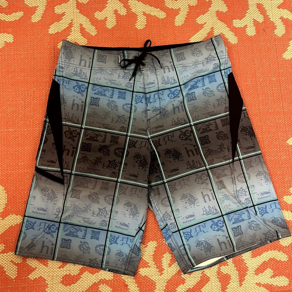 Palmwave Blue Swim Trunk Board Shorts sz 36